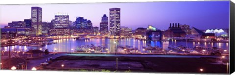 Framed Inner Harbor, Baltimore, Maryland at Night Print