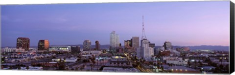 Framed Aerial View Of The City At Dusk, Phoenix, Arizona, USA Print