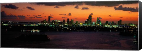 Framed Miami at night, Florida Print