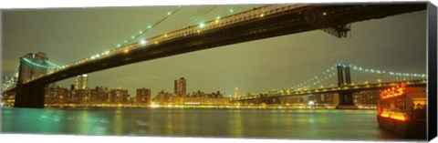 Framed USA, New York, Brooklyn and Manhattan Bridges Print