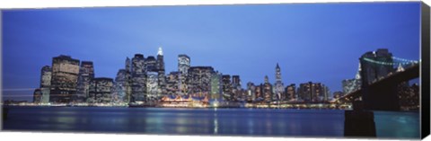 Framed New York Ciry at Night with Bright Blue Sky Print