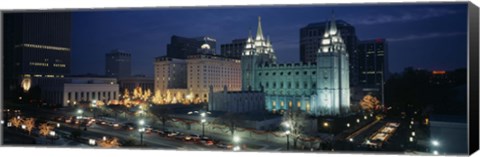 Framed Temple lit up at night, Mormon Temple, Salt Lake City, Utah, USA Print