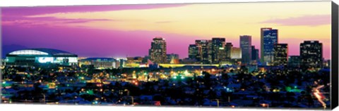 Framed Phoenix Skyline at Night Print