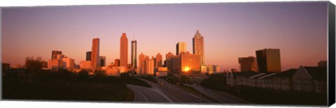 Framed Sun reflecting off skyscrapers in Atlanta, Georgia, USA Print