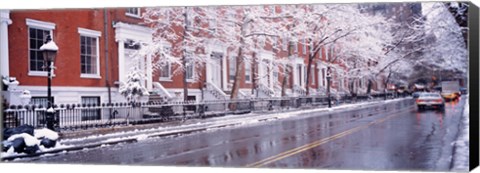 Framed Winter, Snow In Washington Square, NYC, New York City, New York State, USA Print