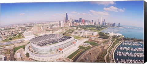 Framed Aerial view of a stadium, Soldier Field, Chicago, Illinois Print