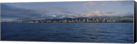 Framed Honolulu skyline on a cloudy day, Hawaii Print