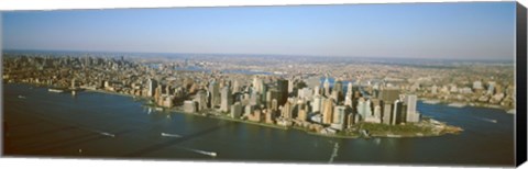 Framed USA, New York, New York City, Aerial view of Lower Manhattan Print