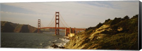 Framed Bridge over a bay, Golden Gate Bridge, San Francisco, California Print
