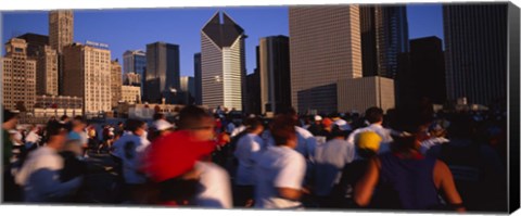 Framed Group of people running a marathon, Chicago, Illinois, USA Print