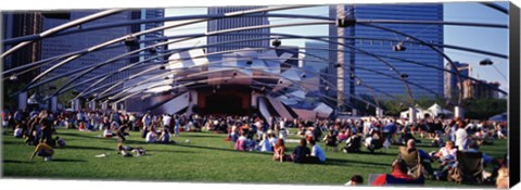 Framed People At A Lawn, Pritzker Pavilion, Millennium Park, Chicago, Illinois, USA Print
