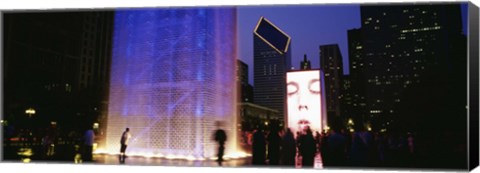 Framed Spectators Watching The Visual Screen, The Crown Fountain, Millennium Park, Chicago, Illinois, USA Print