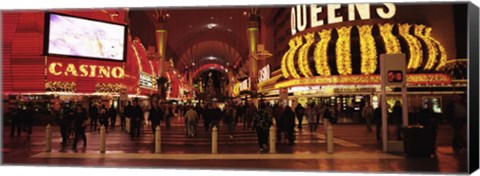 Framed USA, Nevada, Las Vegas, The Fremont Street, Large group of people at a market street Print