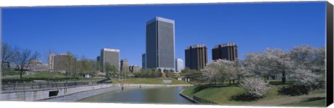 Framed Skyscrapers near a canal, Brown&#39;s Island, Richmond, Virginia, USA Print