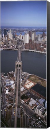 Framed Aerial View Of A Bridge, Brooklyn Bridge, Manhattan, NYC, New York City, New York State, USA Print