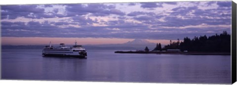 Framed Ferry in the sea, Bainbridge Island, Seattle, Washington State Print