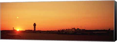 Framed Sunset Over An Airport, O&#39;Hare International Airport, Chicago, Illinois, USA Print