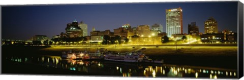 Framed Buildings Lit Up At Dusk, Memphis, Tennessee, USA Print