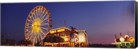 Framed Low Angle View Of A Ferries Wheel Lit Up At Dusk, Erie County Fair And Exposition, Erie County, Hamburg, New York State, USA Print