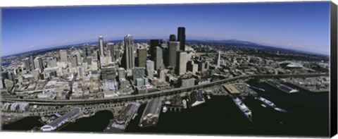 Framed Aerial view of a city, Seattle, Washington State, USA Print