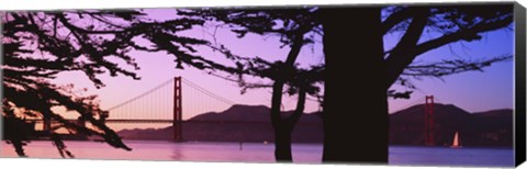 Framed Suspension Bridge Over Water, Golden Gate Bridge, San Francisco, California, USA Print