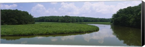 Framed Reflection of clouds in water, Colonial Parkway, Williamsburg, Virginia, USA Print