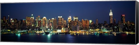 Framed Waterfront View of New York Ciry at Night Print
