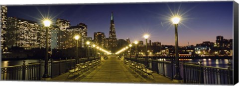 Framed Buildings lit up at night, Transamerica Pyramid, San Francisco, California, USA Print