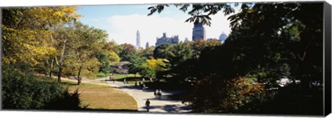 Framed High angle view of a group of people walking in a park, Central Park, Manhattan, New York City, New York State, USA Print
