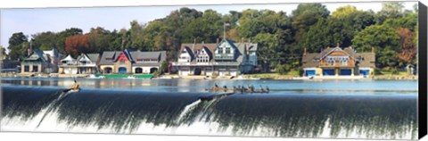 Framed Boathouse Row at the waterfront, Schuylkill River, Philadelphia, Pennsylvania Print