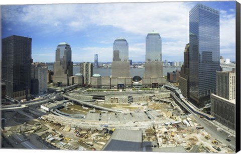 Framed High angle view of buildings in a city, World Trade Center site, New York City, New York State, USA, 2006 Print