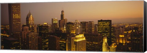 Framed Skyscrapers in Chicago at dusk, Illinois Print