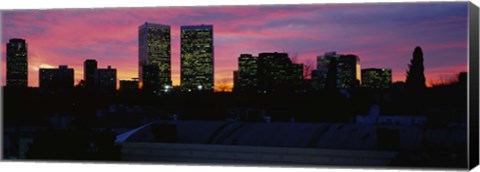 Framed Silhouette of buildings in a city, Century City, Los Angeles, California Print