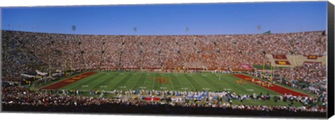 Framed High angle view of a football stadium full of spectators, Los Angeles Memorial Coliseum, City of Los Angeles, California, USA Print