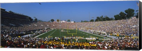 Framed High angle view of a football stadium full of spectators, The Rose Bowl, Pasadena, City of Los Angeles, California, USA Print