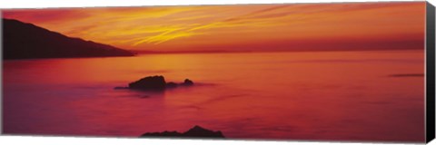 Framed Panoramic view of the sea at dusk, Leo Carillo State Park, Carillo, Los Angeles County, California, USA Print