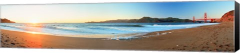 Framed Footprints on the beach, Golden Gate Bridge, San Francisco, California, USA Print