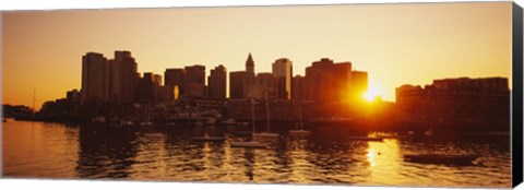 Framed Sunset over skyscrapers, Boston, Massachusetts, USA Print