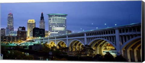 Framed Detroit Avenue Bridge at Dusk Print