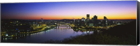 Framed Pittsburgh Sunset over Buildings Print