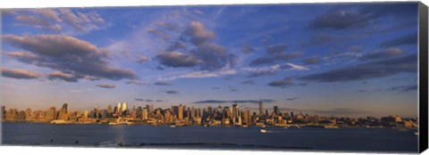 Framed New York Skyline from a Distance with Cloudy Sky Print