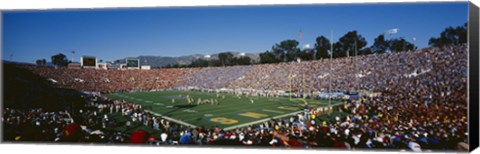 Framed High angle view of spectators watching a football match in a stadium, Rose Bowl Stadium, Pasadena, California Print