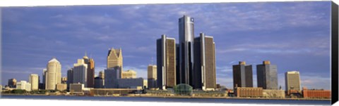 Framed Skyscrapers at the waterfront, Detroit, Michigan Print