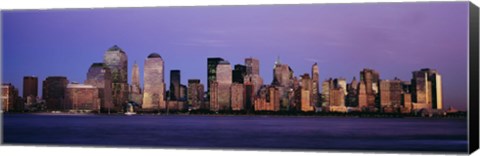 Framed Dark Purple Sky Behind the New York City Skyline Print