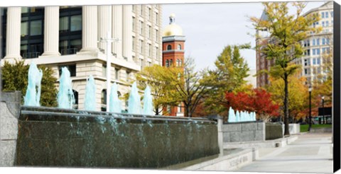 Framed Fountains in front of a memorial, US Navy Memorial, Washington DC, USA Print