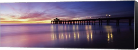 Framed Reflection of a pier in water, Manhattan Beach Pier, Manhattan Beach, San Francisco, California, USA Print