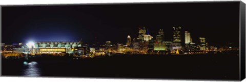 Framed Stadium lit up at night in a city, Heinz Field, Three Rivers Stadium,Pittsburgh, Pennsylvania, USA Print