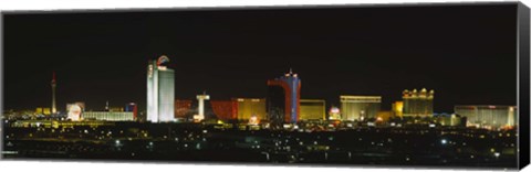Framed Buildings lit up at night in a city, Las Vegas, Nevada Print