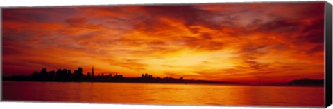 Framed Silhouette of buildings at the waterfront, San Francisco, California, USA Print