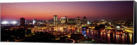 Framed Baltimore with Pink Sky at Dusk Print